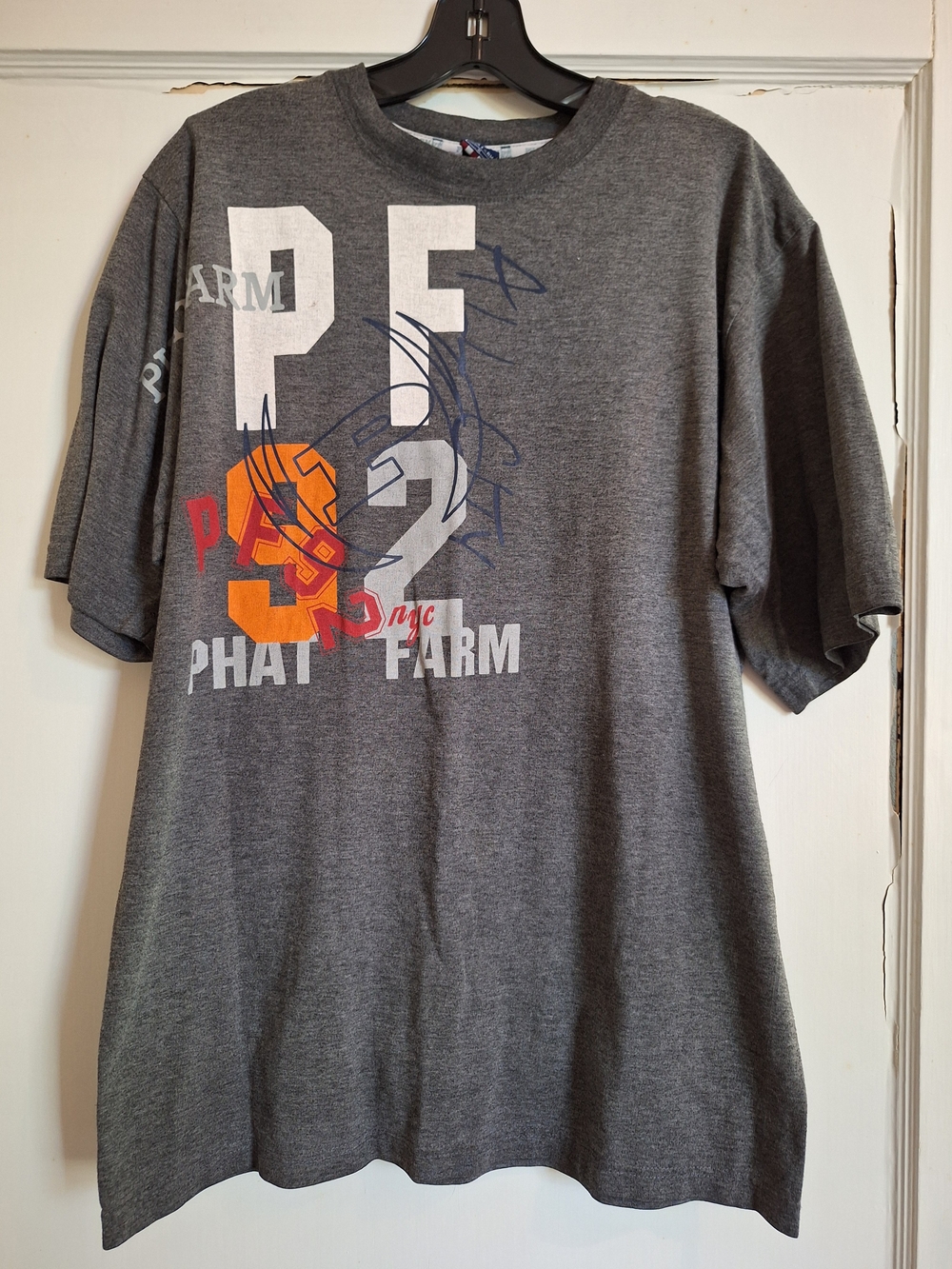 Vintage Phat Farm PF 92 All City Mens Graphic T-shirt Gray Sz M Y2K Street Wear